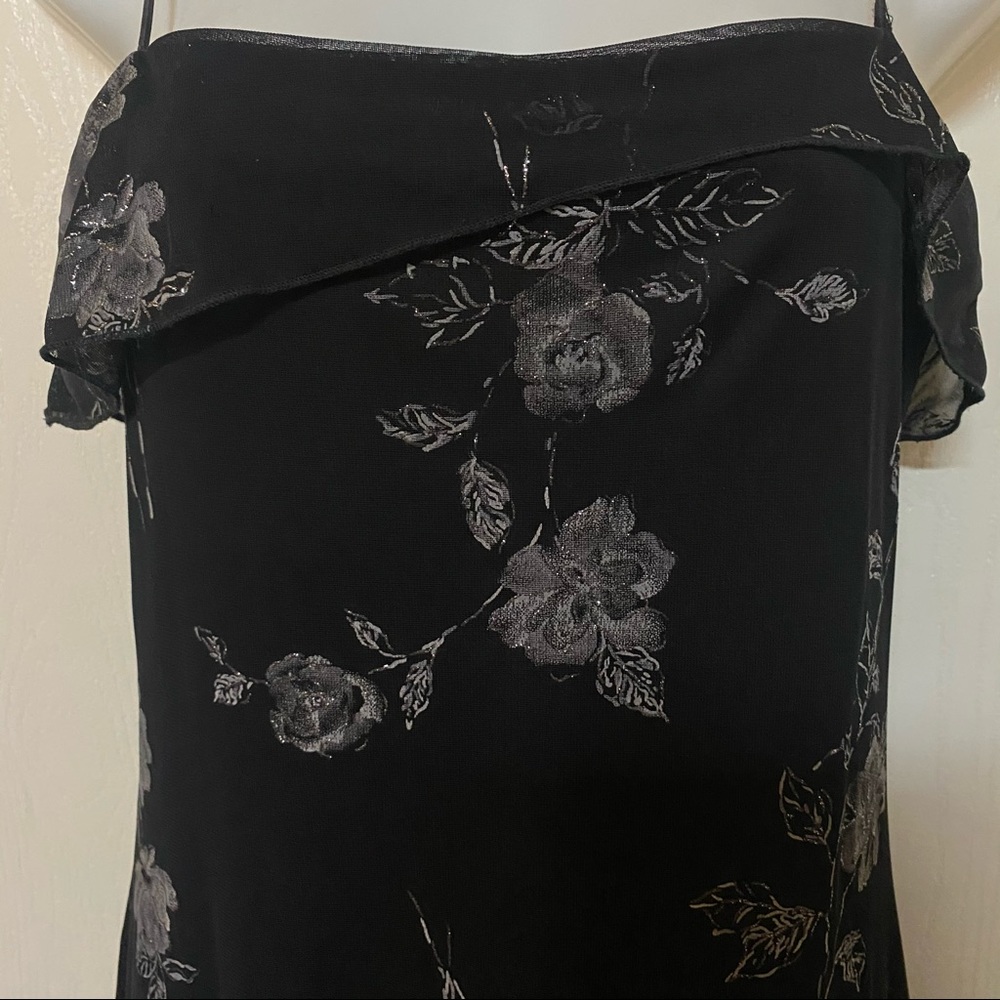 Fairycore Floral Glitter Goth Sheer Dress 90s / Y2k View 3